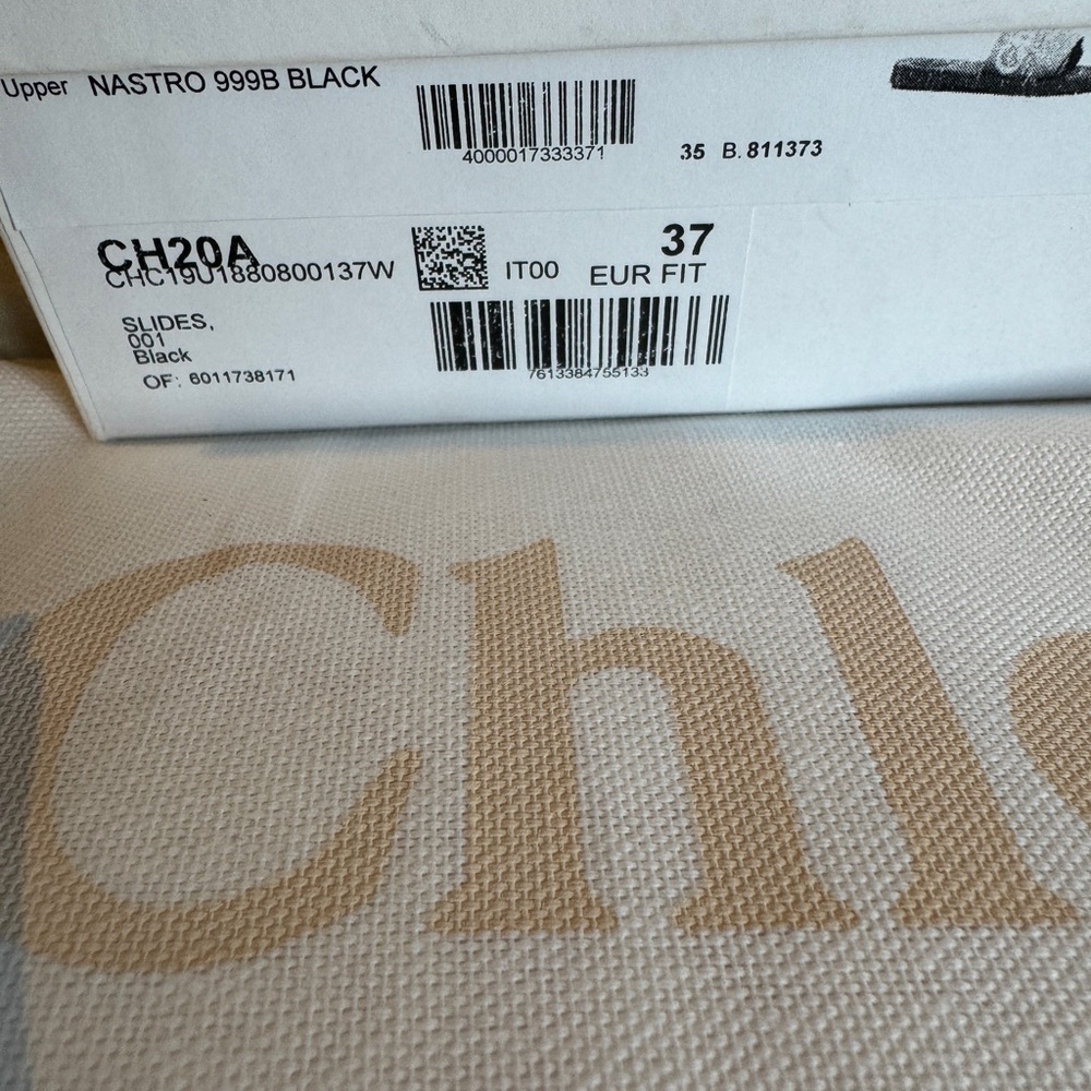 Chloe Woody Logo Black/White Slide Sandals - Picture 3 of 6